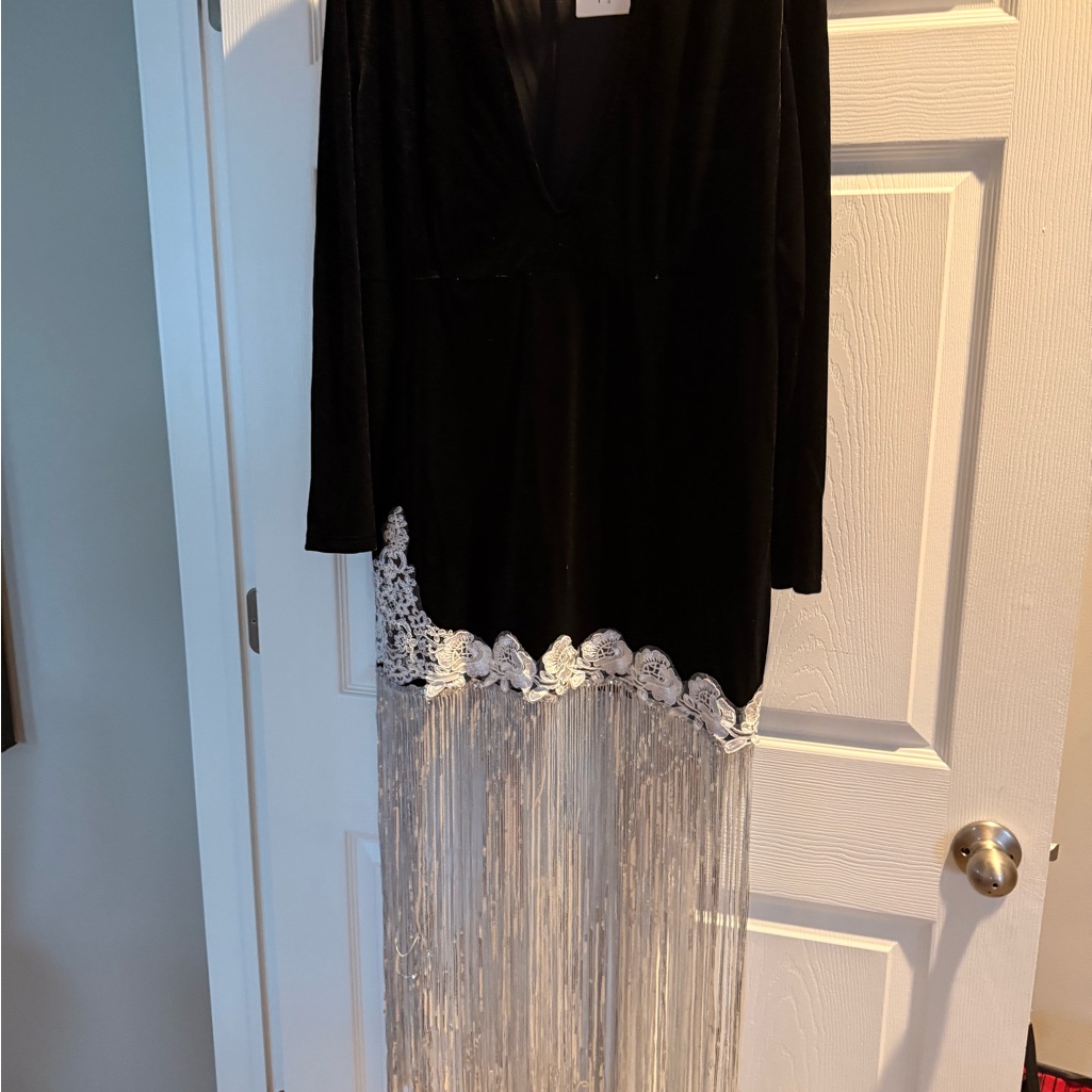 Elegant Black And Silver Maxi Dress
